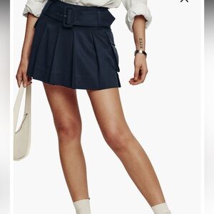 Reformation Brinley Belted Pleated Cargo Miniskirt NEW